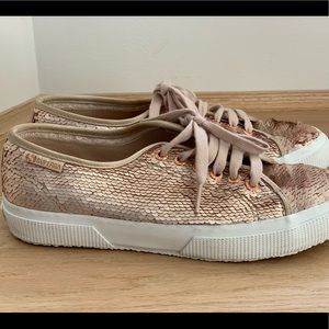 SUPERGA pink sequin platform shoes US 9/ EU 40
